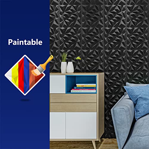 Art3dwallpanels 33 Pack 3D Wall Panels, Black PVC - color: Black