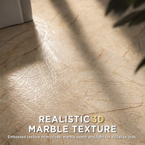 Marble Grain 12x12 Peel and Stick Floor Tile, Warm Sandstone, 10 PCS - color: Warm Sandstone