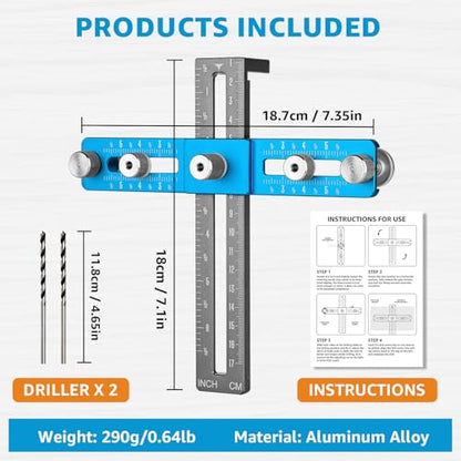 Cabinet Hardware Jig,Cabinet Hardware Template for Knobs,Handle and Pull,Cabinet Handles Template Tool for Drawer Cabinet Installation - style: Drilling Jig
