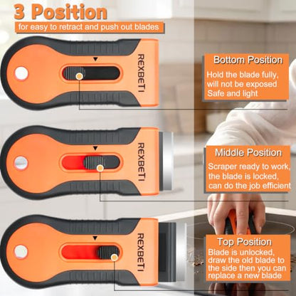 REXBETI Razor Blade Scraper Tool, Paint, Windows, Glass Stovetop Scraper - size: 2