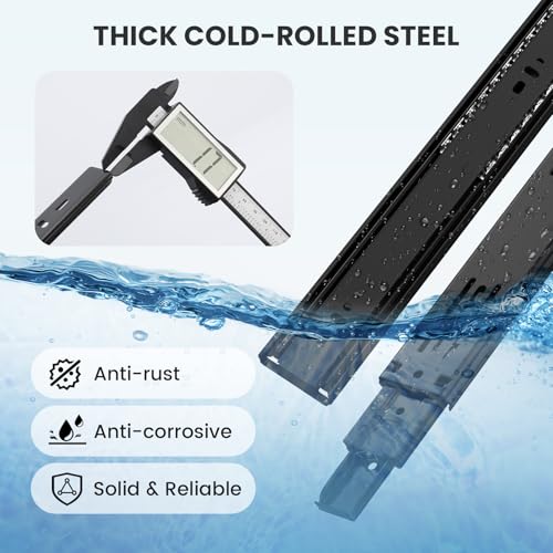 Goldenwarm 24 Inch Black Soft Close Drawer Slides 20 Pack 10 Pairs 100lb - size: 24 Inch