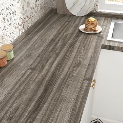 WESTICK Grayish Brown Wood Contact Paper Peel and Stick Wallpaper Wood Vinyl Wrap Waterproof Thick Wooden Grain Contact Paper for Countertops Desk Dresser Kithcen Cabinets Shelf Liner 15.8" x 393" - color: 1.brown, size: 15.8" x 394"