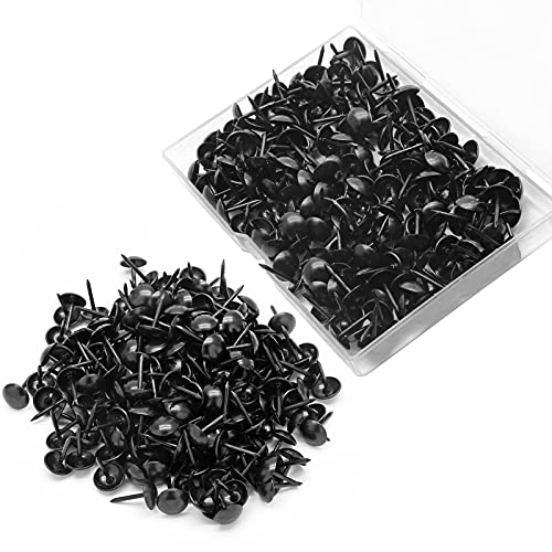 Metal Thumb Tacks, Black, 7/16 Inch, 200 Pcs - color: Black