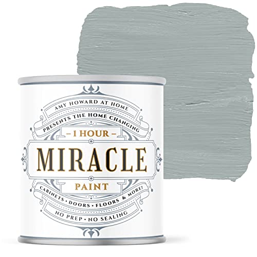 AMY HOWARD AT HOME - One Hour Miracle Paint - Water-Based Enamel - Scrubbable Eggshell Finish Furniture, Cabinets, Trim and More - All In One - No Stripping, Sanding, or Priming - 32 OZ - Bergere Blue - color: Bergere Blue