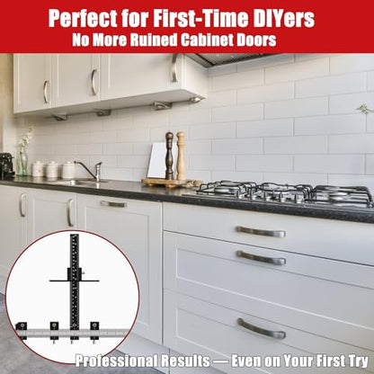 Cabinet Hardware Jig, Cabinet Handle Jig with Center Punch and Drill Bits
