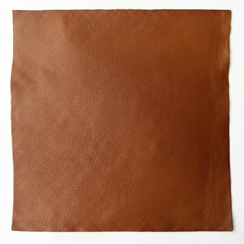 Natural Grain Cow Leathers: 12'' x 12'' Pre-Cut Leather Pieces (Cognac, 5 Pieces) - color: Cognac, size: 5 Pieces