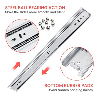 homdiy Side Mount Drawer Slides 14 Inch 6 Pairs Heavy Duty 100 LB Capacity - size: 14 Inch