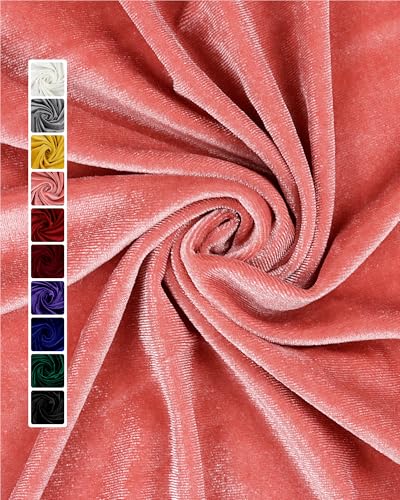 HOTGODEN Pink Stretch Velvet Fabric by The Yard: 63" Wide 2 Yards 95% Polyester 5% Spandex Velvet Fabric for DIY Sewing, Upholstery, Apparel, Costume, Craft - color: Pink, size: 2 Yard
