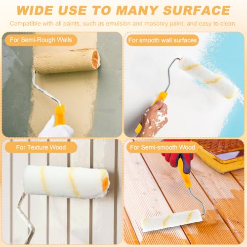 10Pack 6 Inch Paint Rollers Microfiber Paint Roller Cover with Roller Frame