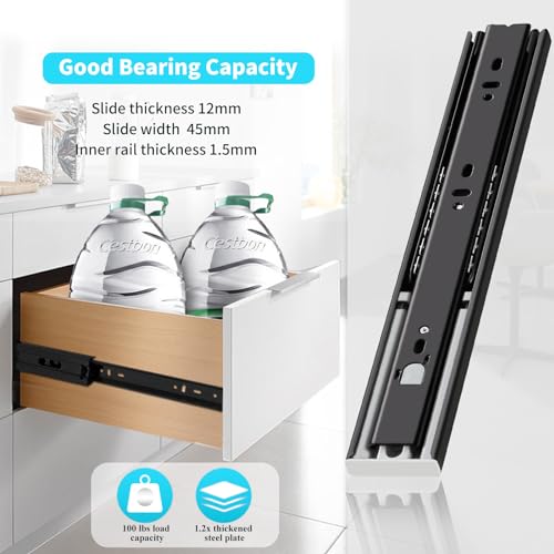 YENUO Push to Open Drawer Slides Full Extension 12–24 Inch 100 LB - color: Black-Push Open, size: 20 Inch