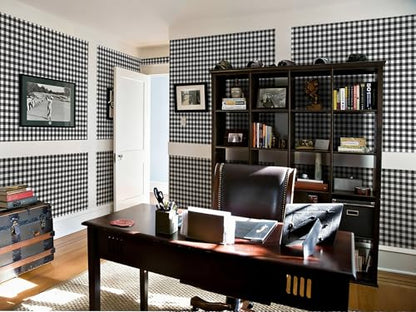 Checkered Wallpaper Black and White Wallpaper 17.3" × 196" Peel and Stick Modern Plaid Wall Paper for Cabinets Vinyl Renter Friendly Waterproof Self-Adhesive Bathroom Kitchen Bedroom - color: Black/White, size: 17.3" x 196"