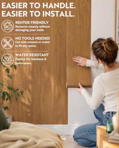 Retro Brown Wood Grain Peel and Stick Wallpaper Removable 9in×19.7ft ERT04 - color: Wood Grain Medium Brown