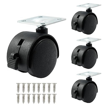 1.5 Inch Swivel Caster Wheels with Brake, Plate Caster, 4pcs - style: 1.5 Inch with Brake