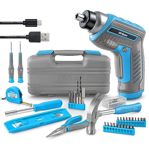 Hi-Spec 3.6V USB Electric Screwdriver for Home Repairs and Assembly,Blue - color: Blue, size: 35 Pieces