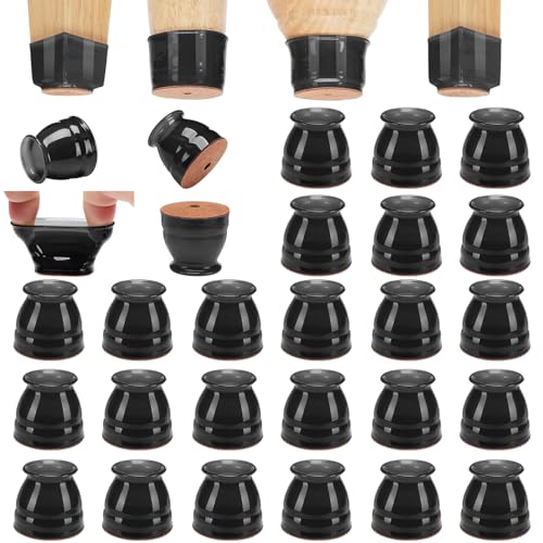 CHUNZEXI 24 Pack Silicone Chair Leg Floor Protectors for Hardwood Floors - color: Black-24pack, size: Universal S