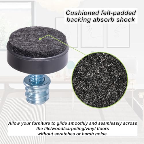 NEWBYTEK 24 Pack Metric M6 Levelers with Separate Self-Adhesive Felt Pads - size: Metric M6 thread, 24pcs