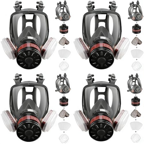Gas Mask for Chemical, Full Face Respirator for Spray Paint - color: 4 Sets Full Facepiece