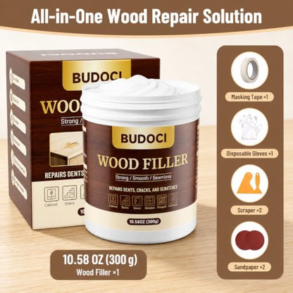 White Wood Filler, 10.58 Oz, Sandable Paintable Wood Putty