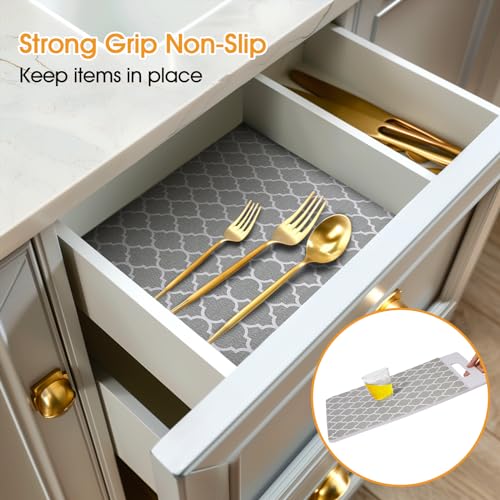 Shelf and Drawer Liner for Kitchen Cabinet Non-Adhesive Non Slip - color: Gray, size: 12"W x 118"L
