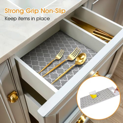 Shelf and Drawer Liner for Kitchen Cabinet Non-Adhesive Non Slip - color: Gray, size: 12"W x 118"L