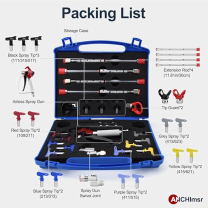 22Pcs 3600PSI Airless Spray Gun Kit with Spray Tips