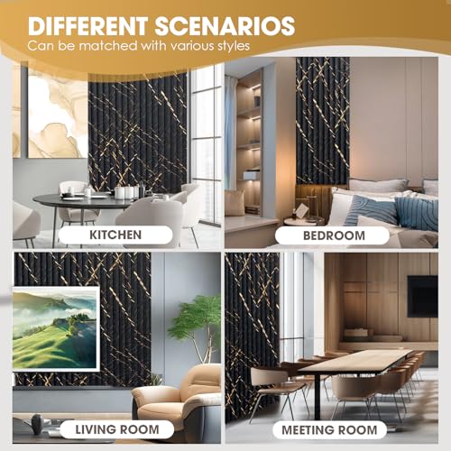 OUZUGIE WPC Acoustic Slat Wall Paneling, 8-Pack 96 x 6 Inches - color: Black marble, size: (Low)96“ x 6"
