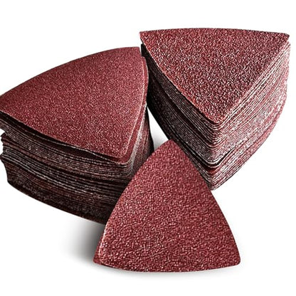100-Piece Triangular Sanding Papers for Oscillating Multi-Tool | 3-1/8 Inch (80mm) Hook & Loop | 5 Grits (60/80/120/180/240) | Fits Wood, Metal & Rust Removal - style: 100PCS SANDING PAPERS