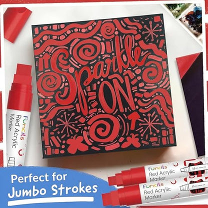5 Red Paint Pens - Permanent Marker for Rock Painting, Wood, Tire - color: Red