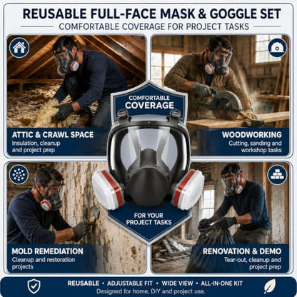 Avenor Full Face Mask with Replaceable Filters for DIY Painting & Cleaning