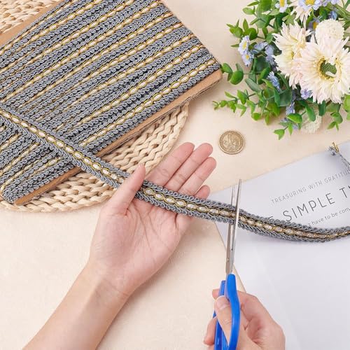 FINGERINSPIRE Gray Braid Trim 3/4" X 12.5 Yards Polyester Ribbon for Sewing - color: Gray