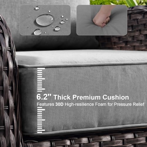 ZCUBED Luxury 6.2" Thick Outdoor Chair Cushions 2 Set - 22 x24 Inch 30D Sponge Filling Fade-Resistant Chair Cushion, Water Resistant & Removable Cover Patio Furniture Replacement Cushion - color: Grey, size: 22"x24" Extra Thick