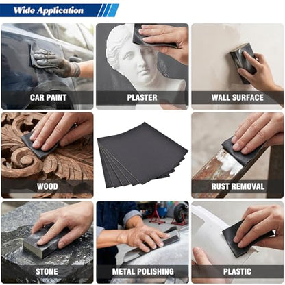10-Sheets 600 Grit Sandpaper, 9 x 11 Inch Wet Dry Sand Paper Assortment Pack, Silicon Carbide Abrasive Sanding Sheets for Automotive Car Paint Metal Wood Furniture Crafts Polishing - size: 9x11 inch, style: 600Grit 10 Pcs