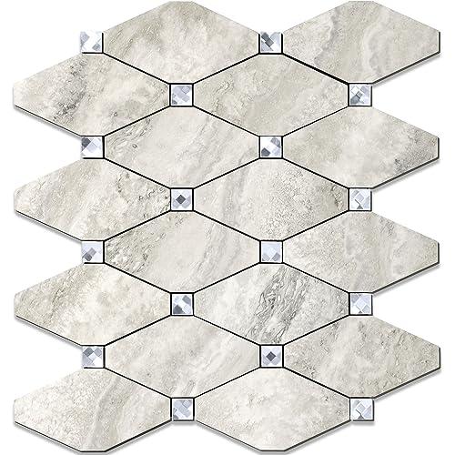 STICKGOO Peel and Stick Backsplash, 10 Sheets Beige Stone Texture Stick on Backsplash, Self Adhesive Wall Tile Sticker - color: Beige Stone Texture