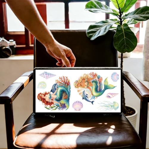3 Sheets Mermaid Rub on Transfers Stickers for Furniture 6"x12" - color: Mermaid