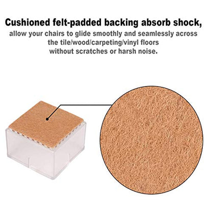 Large Table Leg Floor Protectors 1-15/16" to 2-1/16" (49mm-53mm) Large Furniture 2 inch Sofa Leg Caps Square Silicone, Chair Leg Tips with Felt Pads Clear (16 Pack)