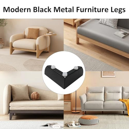 4PCS 2Inch Black Metal Furniture Legs, Modern Sofa Legs Dresser Legs Cabinet Legs, Heavy Duty Furniture Replacement Feets for Cabinet Bed Cupboard Sofa Couch - size: 2Inch Height