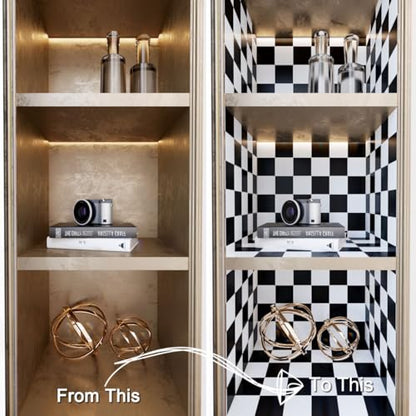 Decotalk Checkered Peel and Stick Wallpaper for Kitchen Backsplash Wall Paper Black and White Checkerboard Decor for Wall Cabinets Bathroom Removable Contact Paper Checkered Stick on Tile 120x12 Inch - size: 12" x 120"