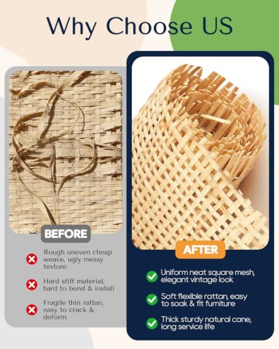 24'' * 60'' Natural Rattan Cane Webbing Roll, Open Mesh Woven Cane Sheet for Furniture Repair, Chair Seats, Cabinet Inserts, Ceiling Panels, and DIY Caning Projects - color: 24"*60"