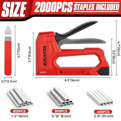 Light Duty Staple Gun for Wood, Red Upholstery Staple Gun Kit - color: Red