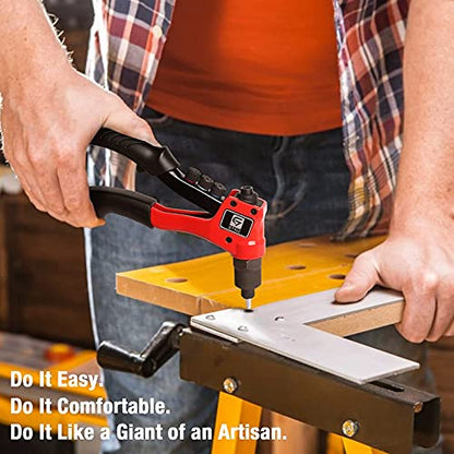 GIANTISAN Rivet Gun Kit with 200 Pop Rivets, 4 Drill Bits and a case