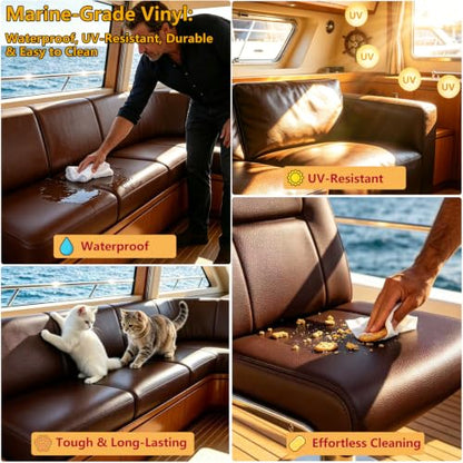 CDY Marine Vinyl Upholstery Fabric: 54"x72" Soft Grain Faux Leather Durable - color: Dark Brown, size: 2Yard（54"x72"）