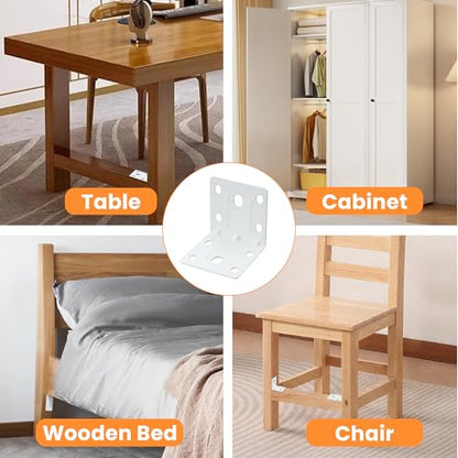 Alise 30 Pack White 2x2in L Brackets Heavy Duty Metal for Wood Furniture - color: White, size: (30P) 2X2 inch