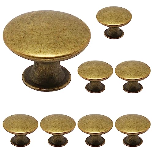 8 Pcs Brass Cabinet Knobs, Round Dresser Knob Kitchen Drawer Knobs, Single Hole Cupboard Door Knob Dresser Drawer Pulls Handles - color: Brass, size: 8 Pack
