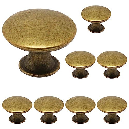 8 Pcs Brass Cabinet Knobs, Round Dresser Knob Kitchen Drawer Knobs, Single Hole Cupboard Door Knob Dresser Drawer Pulls Handles - color: Brass, size: 8 Pack