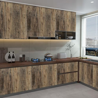 3yecao Brown/Grey Wood Wallpaper for Table Faux Wood Grain Contact Paper - color: Brown, size: 16" x 354"