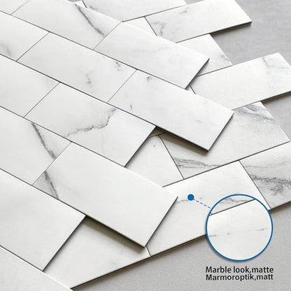 Subway Tile Peel and Stick Kitchen Backsplash White 10pcs - color: White