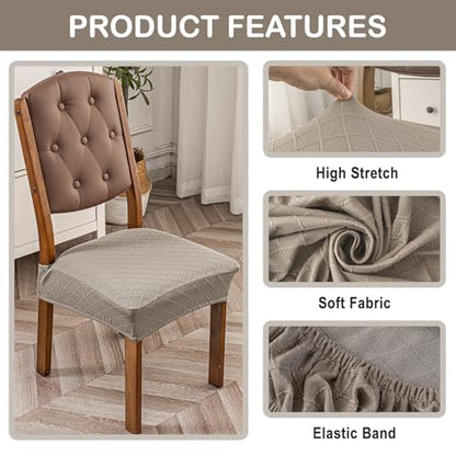 Genina Waterproof Chair Covers for Dining Room,Set of 2,Taupe - color: Taupe, size: 2PCS