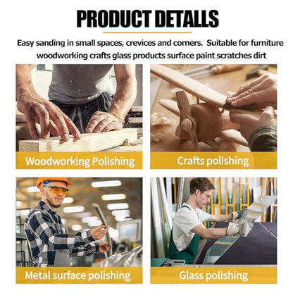 Finger Sander for Crafts 2 Pack with 30 Sheets 3.5 x 1 Inch Sandpaper 80 120 180 240 400 600 Grit Sanding for Crafts DIY Wood Finishing Tight Narrow Space Detail Polishing Micro Gator Sander - color: 2 Pack Sander + 30 Sheets Sandpaper (Red)