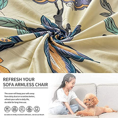 Eco-Ancheng Armless Chair Slipcover Removable Armless Accent Chairs Covers Washable Armless Slipper Chair Slipcover Printed Armless Chair Furniture Protector Covers for Living Dining Room Hotel - color: A14