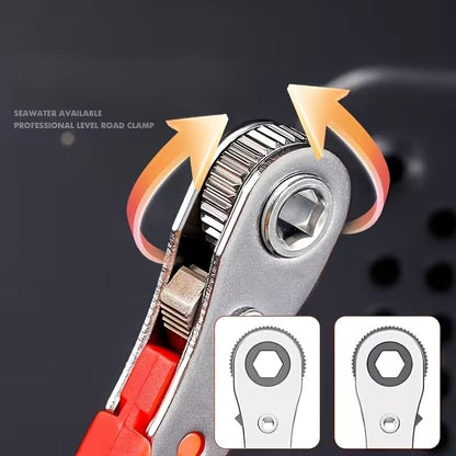 2PCS Steel Screwdriver, Suitable for Narrow Spaces, Non-Motorized Red Right Angle Tool with Ratchet Forward/Reverse Function, Red - color: Red